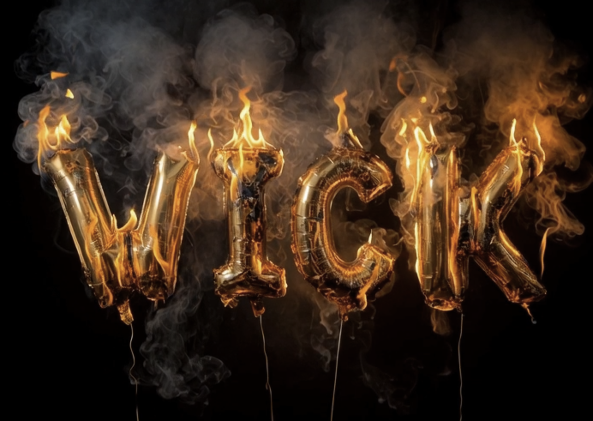 WICK — burning mylar letters